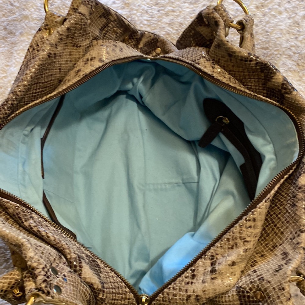 Cynthia Rowley Python Print Hobo Bag With Brown D… - image 3